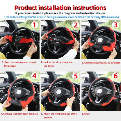 PU Carbon Fiber Leather Car Steering Wheel Cover without Inner Ring Suitable for 14.5 - 15 Inches of Automotive Supplies - Avero