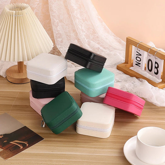 PU Leather Jewelry Mini Storage Box Travel Home Bracelet Earrings Storage Display Case For Women Ring Jewelry Portable Organizer - Avero