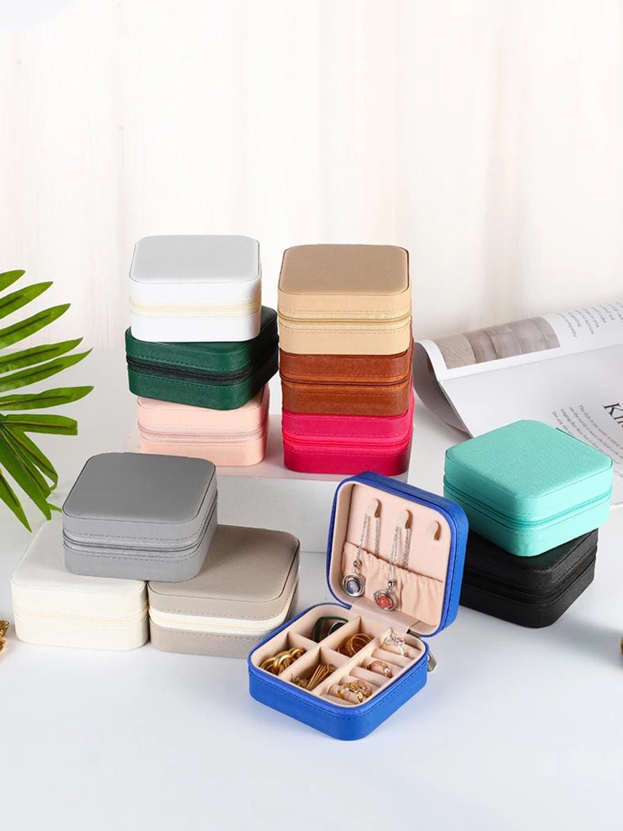 PU Leather Jewelry Mini Storage Box Travel Home Bracelet Earrings Storage Display Case For Women Ring Jewelry Portable Organizer - Avero