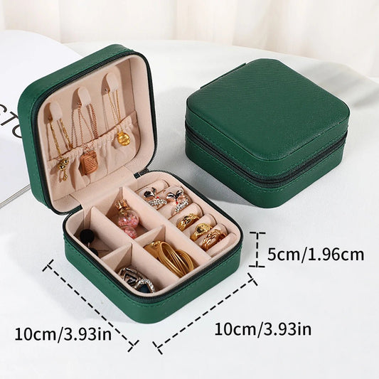 PU Leather Jewelry Mini Storage Box Travel Home Bracelet Earrings Storage Display Case For Women Ring Jewelry Portable Organizer - Avero
