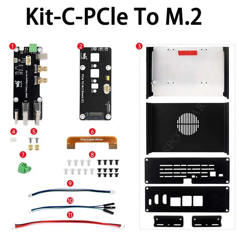 Raspberry Pi 5 Box Case Kit - C PCIe to M.2 NVMe SSD All Ports To Pi's USB Side - Avero