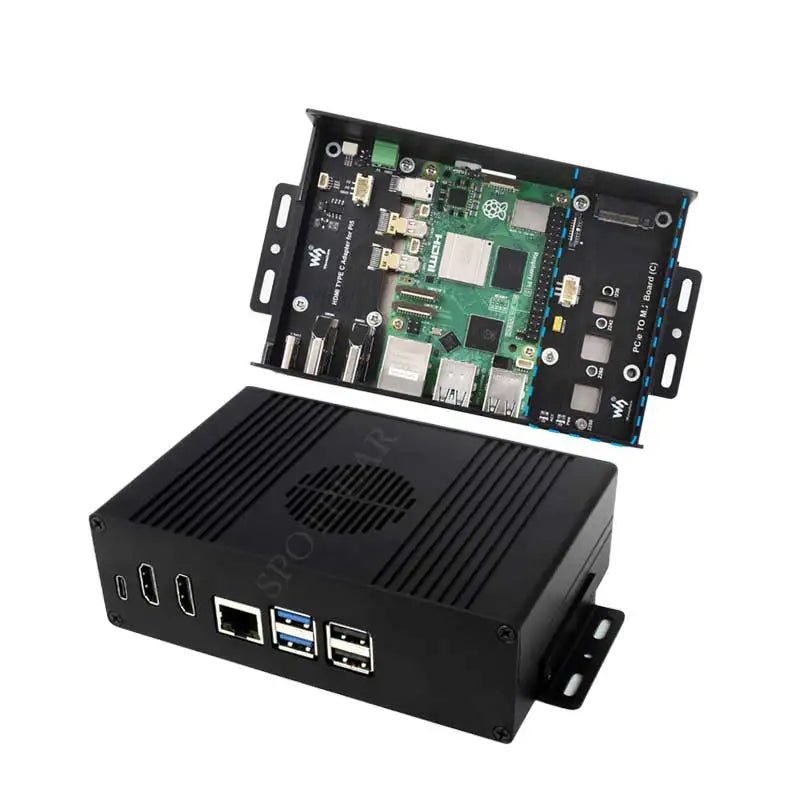 Raspberry Pi 5 Box Case Kit - C PCIe to M.2 NVMe SSD All Ports To Pi's USB Side - Avero