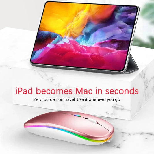 Rechargeable Bluetooth Wireless Mouse with 2.4GHz USB RGB 1600DPI Mouse for Computer Laptop Tablet PC Macbook Gaming Mouse Gamer - Avero