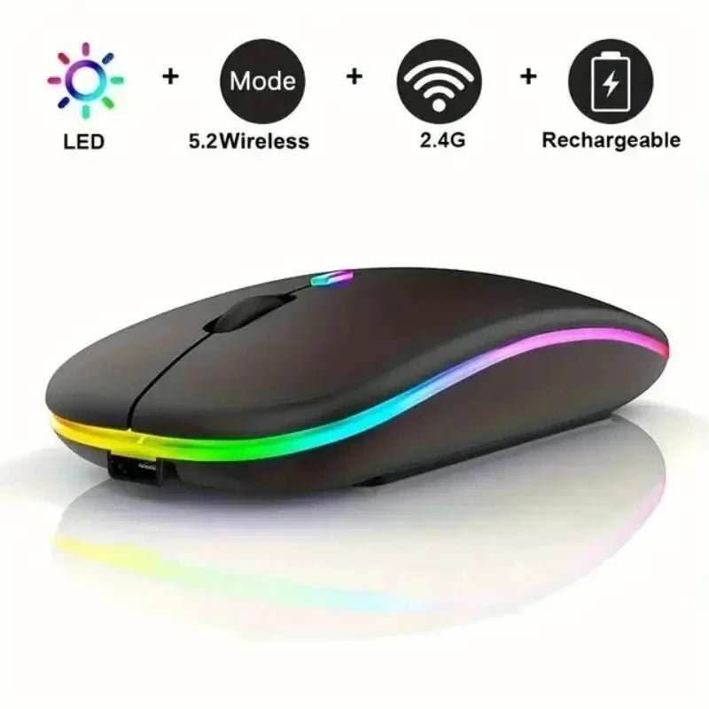 Rechargeable Bluetooth Wireless Mouse with 2.4GHz USB RGB 1600DPI Mouse for Computer Laptop Tablet PC Macbook Gaming Mouse Gamer - Avero