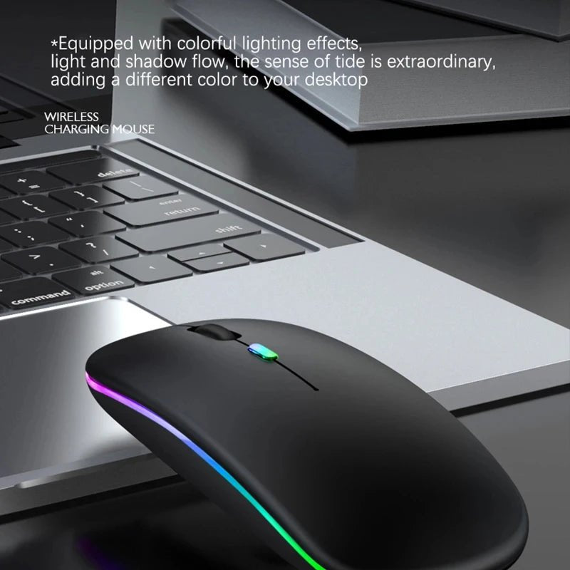 Rechargeable Bluetooth Wireless Mouse with 2.4GHz USB RGB 1600DPI Mouse for Computer Laptop Tablet PC Macbook Gaming Mouse Gamer - Avero