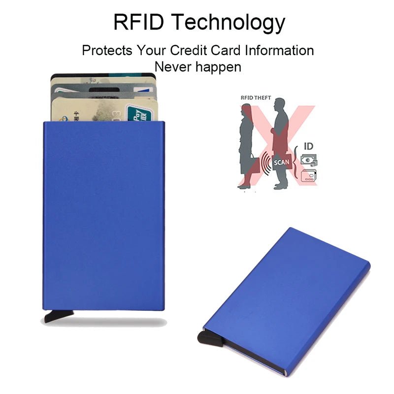 Rfid Smart Wallet Card Holder Metal Thin Slim Men Women Wallets Pop Up Minimalist Wallet Small Black Purse Vallet Walets for Men - Avero