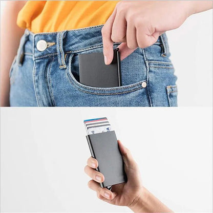 Rfid Smart Wallet Card Holder Metal Thin Slim Men Women Wallets Pop Up Minimalist Wallet Small Black Purse Vallet Walets for Men - Avero