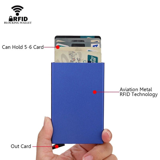 Rfid Smart Wallet Card Holder Metal Thin Slim Men Women Wallets Pop Up Minimalist Wallet Small Black Purse Vallet Walets for Men - Avero
