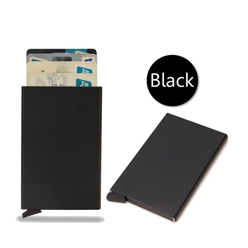 Rfid Smart Wallet Card Holder Metal Thin Slim Men Women Wallets Pop Up Minimalist Wallet Small Black Purse Vallet Walets for Men - Avero