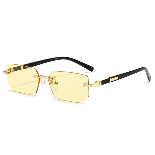 Rimless Sunglasses Rectangle Fashion Popular Women Men Shades Small Square Sun Glasses For Female Male Summer Traveling Oculos - Avero