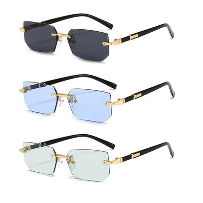 Rimless Sunglasses Rectangle Fashion Popular Women Men Shades Small Square Sun Glasses For Female Male Summer Traveling Oculos - Avero