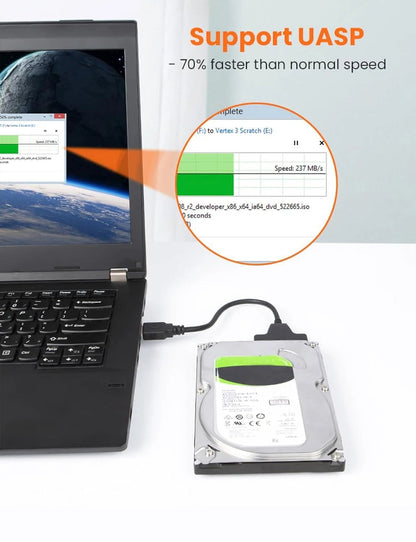 SATA to USB 3.0 Cable, USB 3.0 to SATA Adapter, Compatible with 2.5" SATA III HDD&SSD Hard Disk Driver - Avero