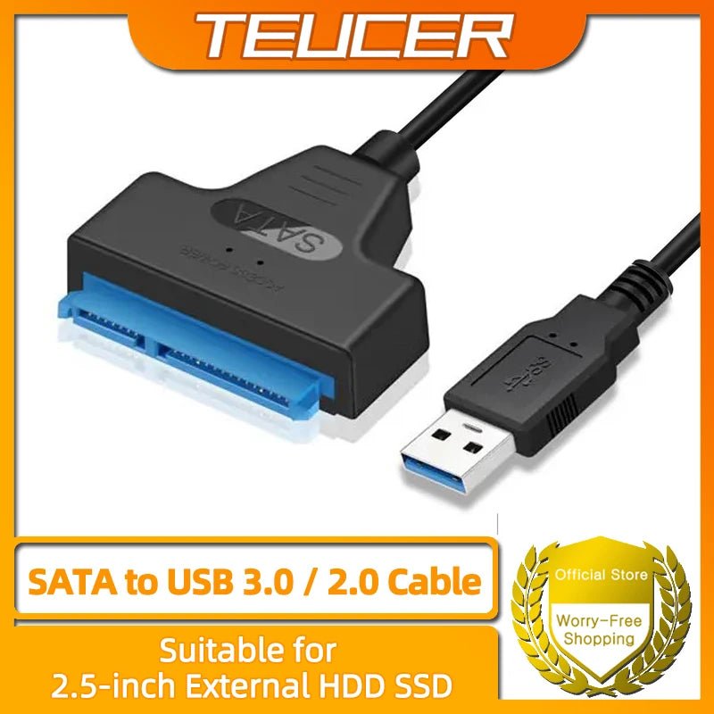 SATA to USB 3.0 Cable, USB 3.0 to SATA Adapter, Compatible with 2.5" SATA III HDD&SSD Hard Disk Driver - Avero