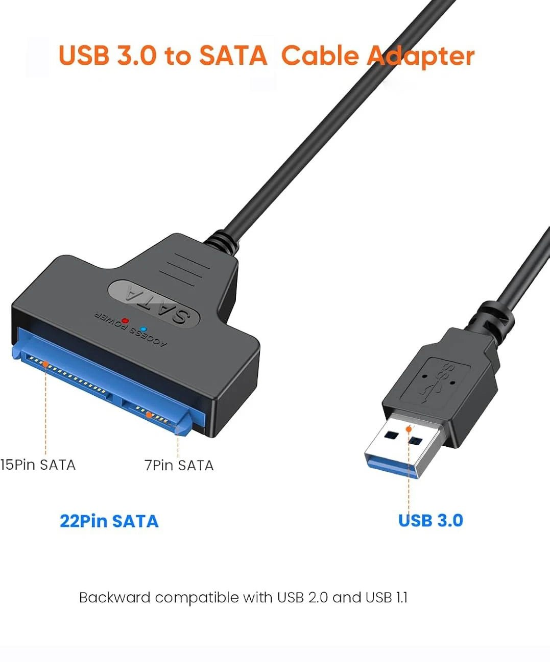 SATA to USB 3.0 Cable, USB 3.0 to SATA Adapter, Compatible with 2.5" SATA III HDD&SSD Hard Disk Driver - Avero