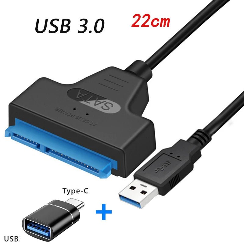 SATA to USB 3.0/2.0/Type - C Adapter Sata Cable Up To 6 Gbps Support 2.5 Inch External HDD SSD Hard Drive 22 Pin Sata III Cable - Avero