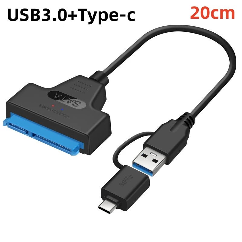 SATA to USB 3.0/2.0/Type - C Adapter Sata Cable Up To 6 Gbps Support 2.5 Inch External HDD SSD Hard Drive 22 Pin Sata III Cable - Avero