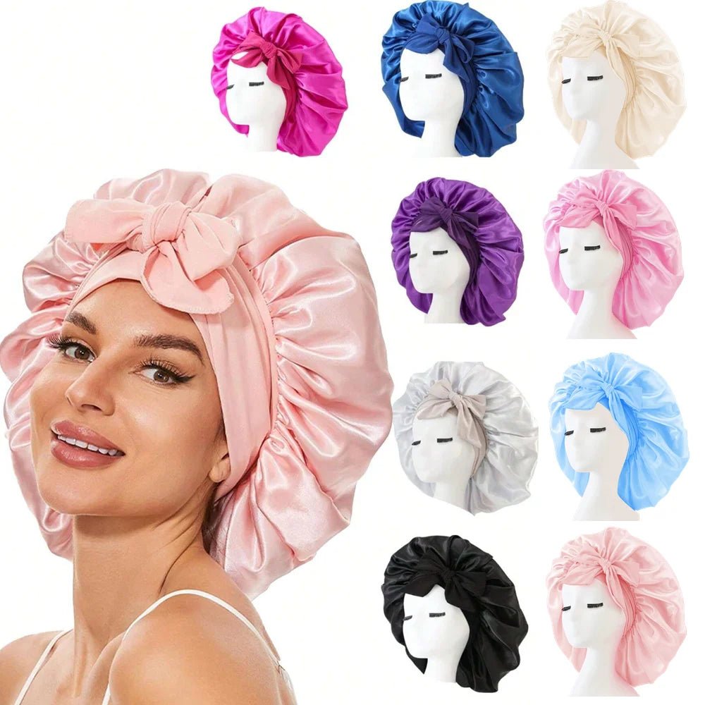 Satin Bonnet Silk Bonnet Adjustable Bonne For Sleeping Hair Bonnet With Tie Band Bonnets For Women Men - Avero