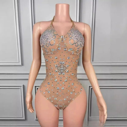 Sexy Seaside Surf Vacation Exquisite Rhinestone Bikini Spa Party Split Two - piece Spice Girl Swimsuit Vestidos De Noche Elegantes - Avero