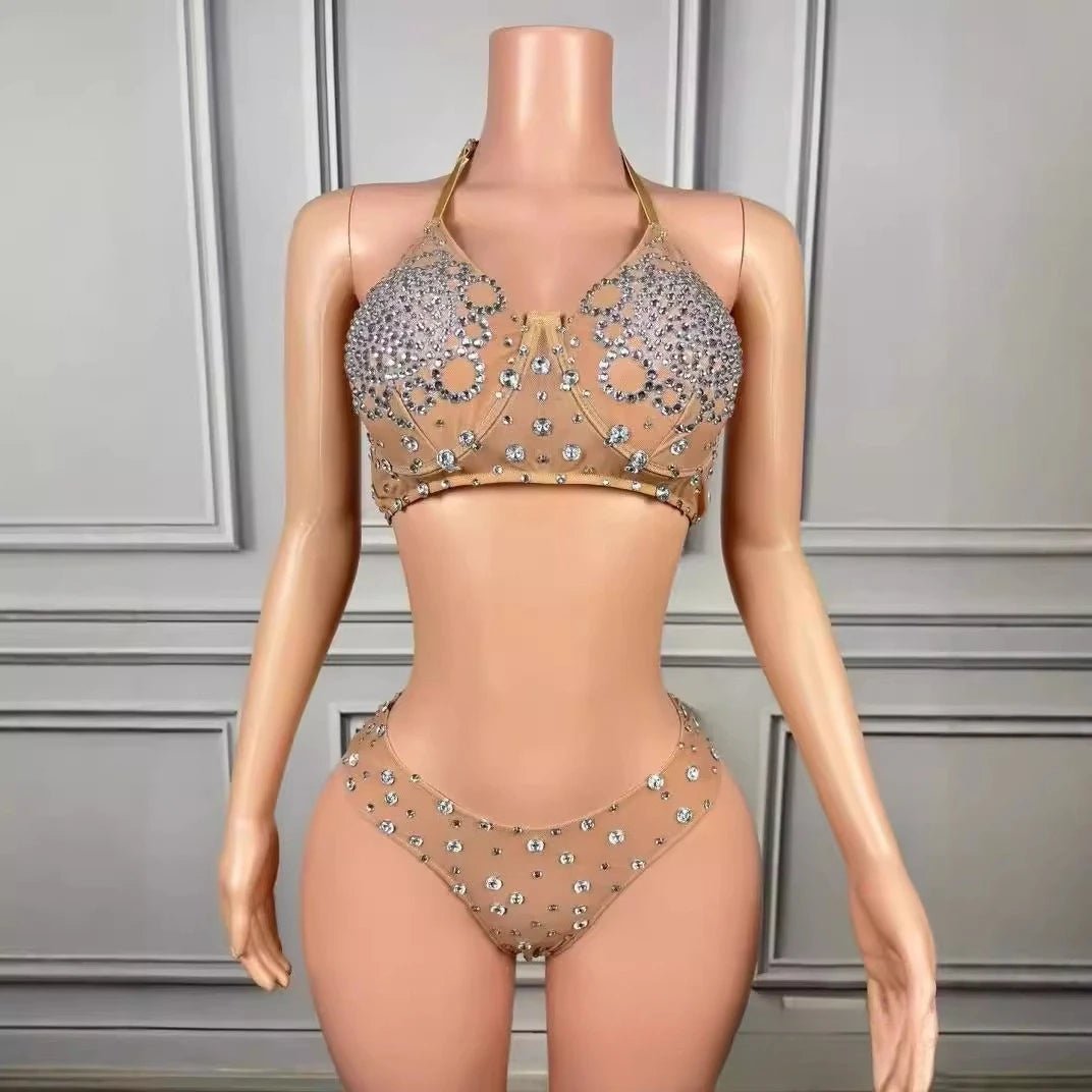 Sexy Seaside Surf Vacation Exquisite Rhinestone Bikini Spa Party Split Two - piece Spice Girl Swimsuit Vestidos De Noche Elegantes - Avero