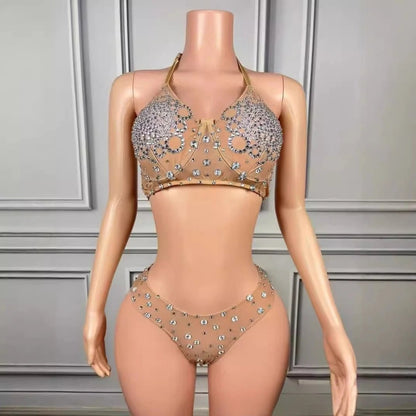 Sexy Seaside Surf Vacation Exquisite Rhinestone Bikini Spa Party Split Two - piece Spice Girl Swimsuit Vestidos De Noche Elegantes - Avero