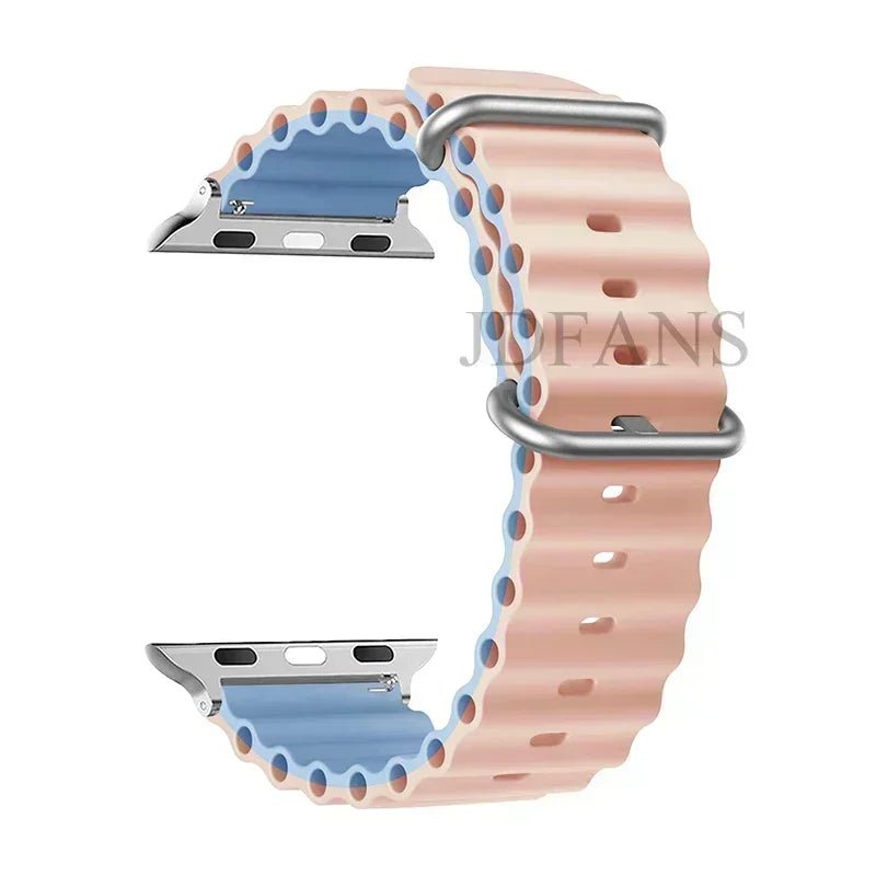 Silicone Ocean strap for Apple watch band Series Ultra 9 8 7 6 5 4 10 SE iwatch bracelet 42mm 44mm 45mm 49mm 40mm 41mm 46mm band - Avero