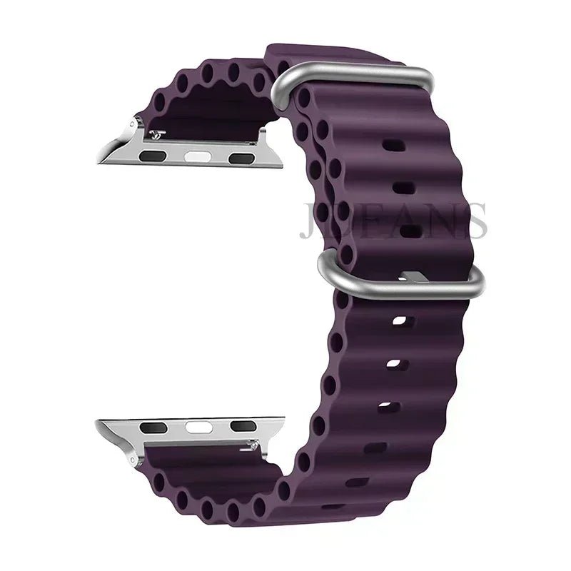 Silicone Ocean strap for Apple watch band Series Ultra 9 8 7 6 5 4 10 SE iwatch bracelet 42mm 44mm 45mm 49mm 40mm 41mm 46mm band - Avero