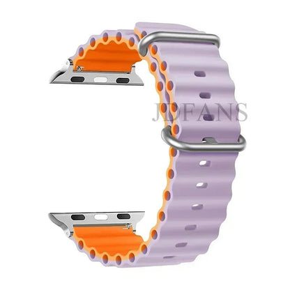 Silicone Ocean strap for Apple watch band Series Ultra 9 8 7 6 5 4 10 SE iwatch bracelet 42mm 44mm 45mm 49mm 40mm 41mm 46mm band - Avero