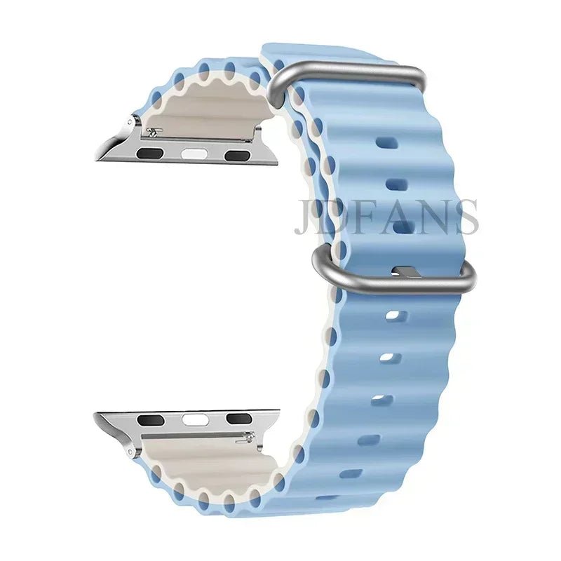 Silicone Ocean strap for Apple watch band Series Ultra 9 8 7 6 5 4 10 SE iwatch bracelet 42mm 44mm 45mm 49mm 40mm 41mm 46mm band - Avero