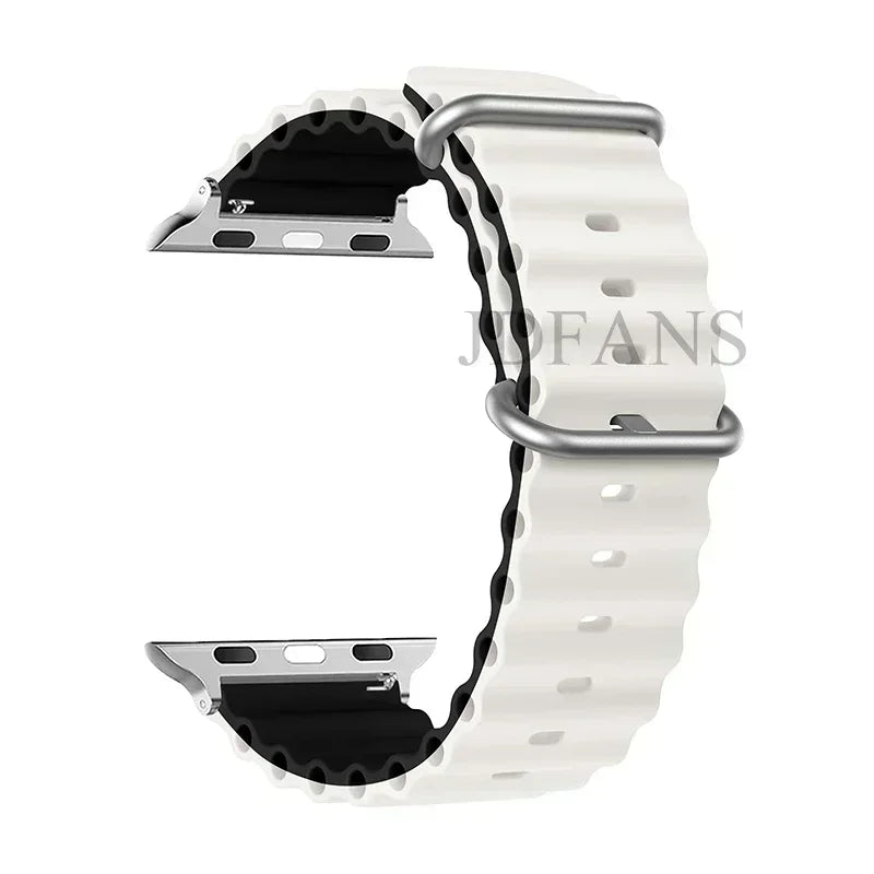 Silicone Ocean strap for Apple watch band Series Ultra 9 8 7 6 5 4 10 SE iwatch bracelet 42mm 44mm 45mm 49mm 40mm 41mm 46mm band - Avero