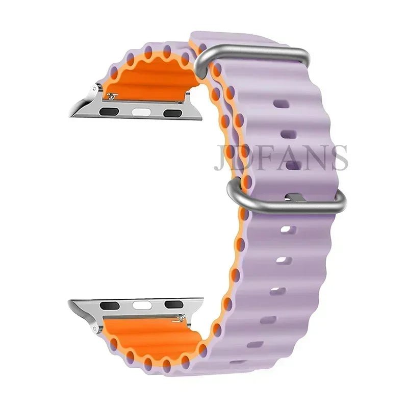 Silicone Ocean strap for Apple watch band Series Ultra 9 8 7 6 5 4 10 SE iwatch bracelet 42mm 44mm 45mm 49mm 40mm 41mm 46mm band - Avero