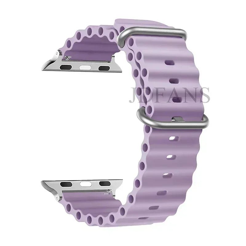 Silicone Ocean strap for Apple watch band Series Ultra 9 8 7 6 5 4 10 SE iwatch bracelet 42mm 44mm 45mm 49mm 40mm 41mm 46mm band - Avero