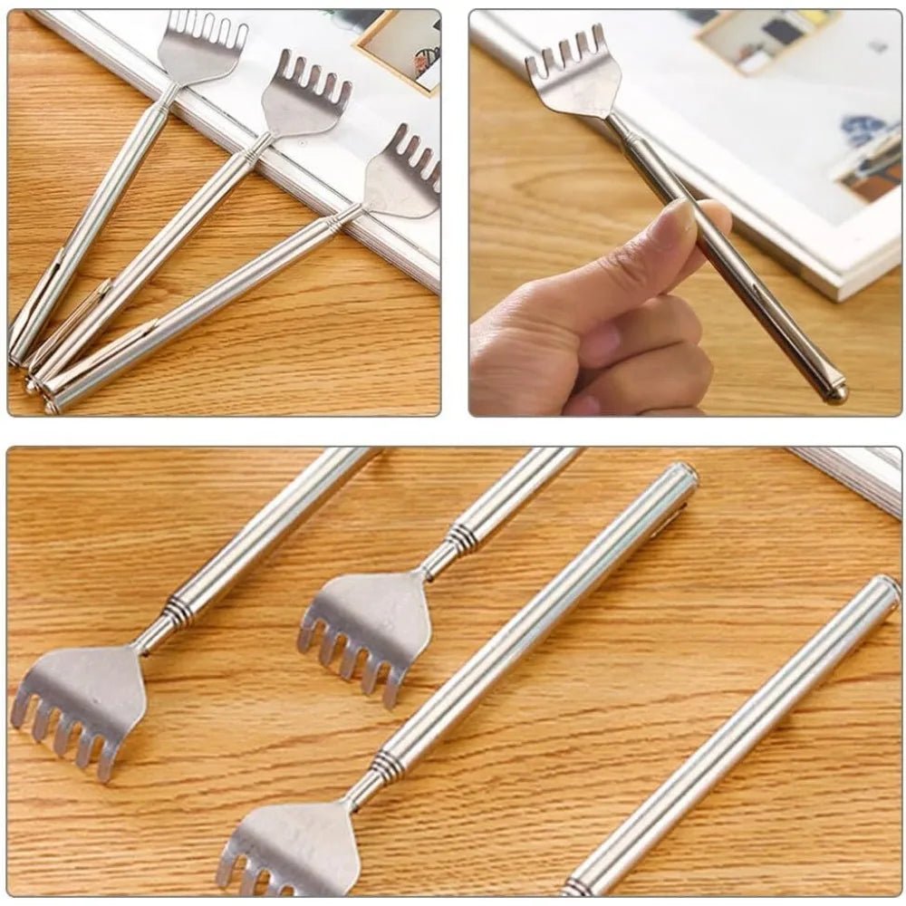 silvery Telescopic Back Scratcher, Portable Extendable Stainless Steel Scratchers for Men Women ，Mothers Gifts，Gifts For Men，G - Avero