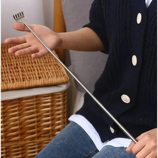 silvery Telescopic Back Scratcher, Portable Extendable Stainless Steel Scratchers for Men Women ，Mothers Gifts，Gifts For Men，G - Avero