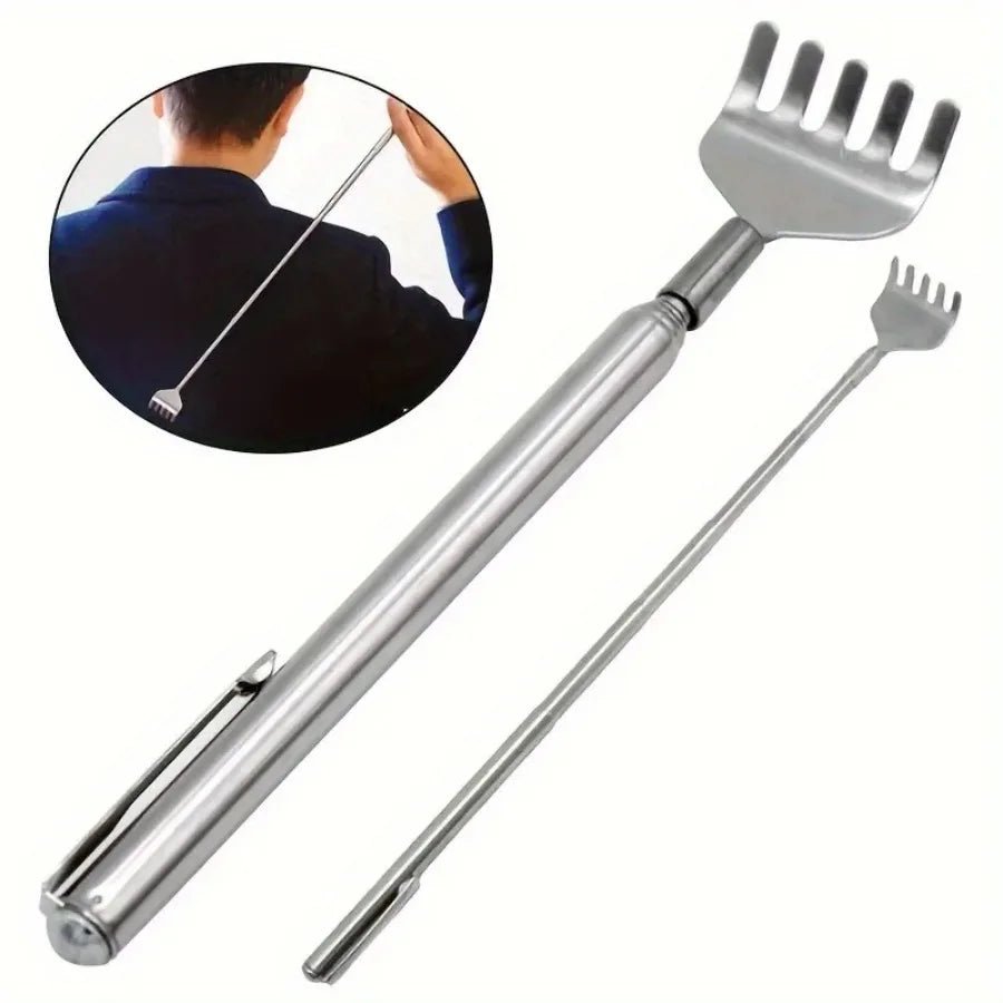 silvery Telescopic Back Scratcher, Portable Extendable Stainless Steel Scratchers for Men Women ，Mothers Gifts，Gifts For Men，G - Avero