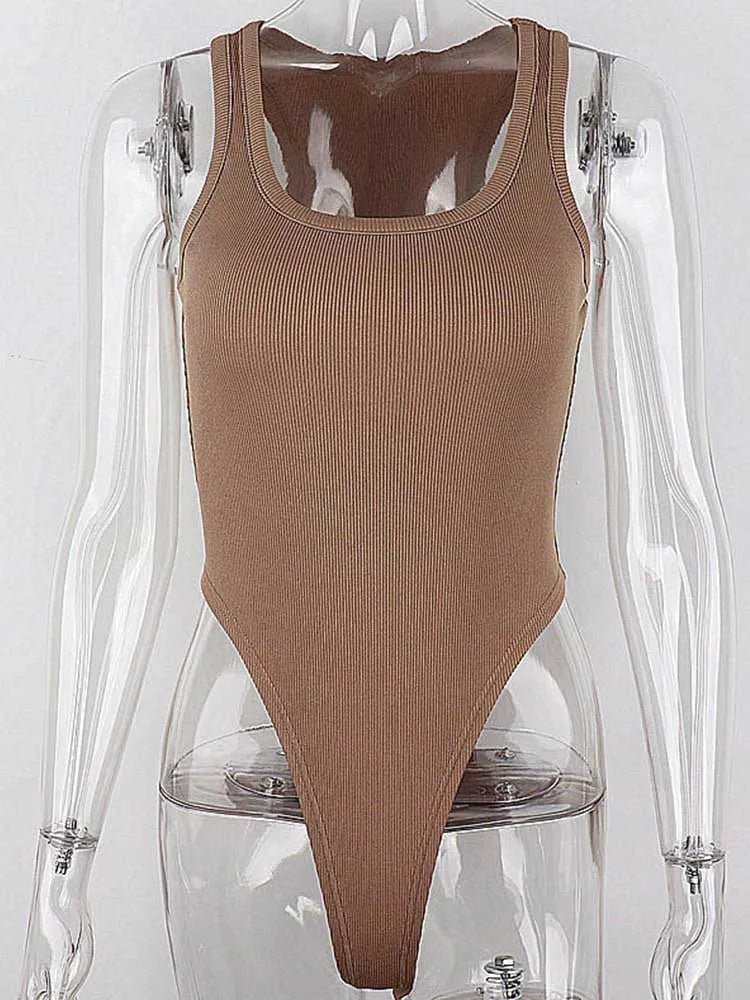 Sleeveless Knit Bodysuit Hot Summer Sexy Bodycon Off Shoulder Halter Tops Casual Street Bodice For Women ClubWear - Avero
