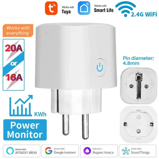 Smart Plug WiFi Socket EU 16A/20A With Power Monitor Timing Function Tuya Smart Life APP Works With Alexa Google Home - Avero