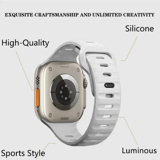 Soft Silicone Strap For Apple Watch Band Ultra 49mm 44mm 45mm 42mm 41mm 42mm 38mm Sport Watchband IWatch Serise 9 8 7 6 Bracelet - Avero