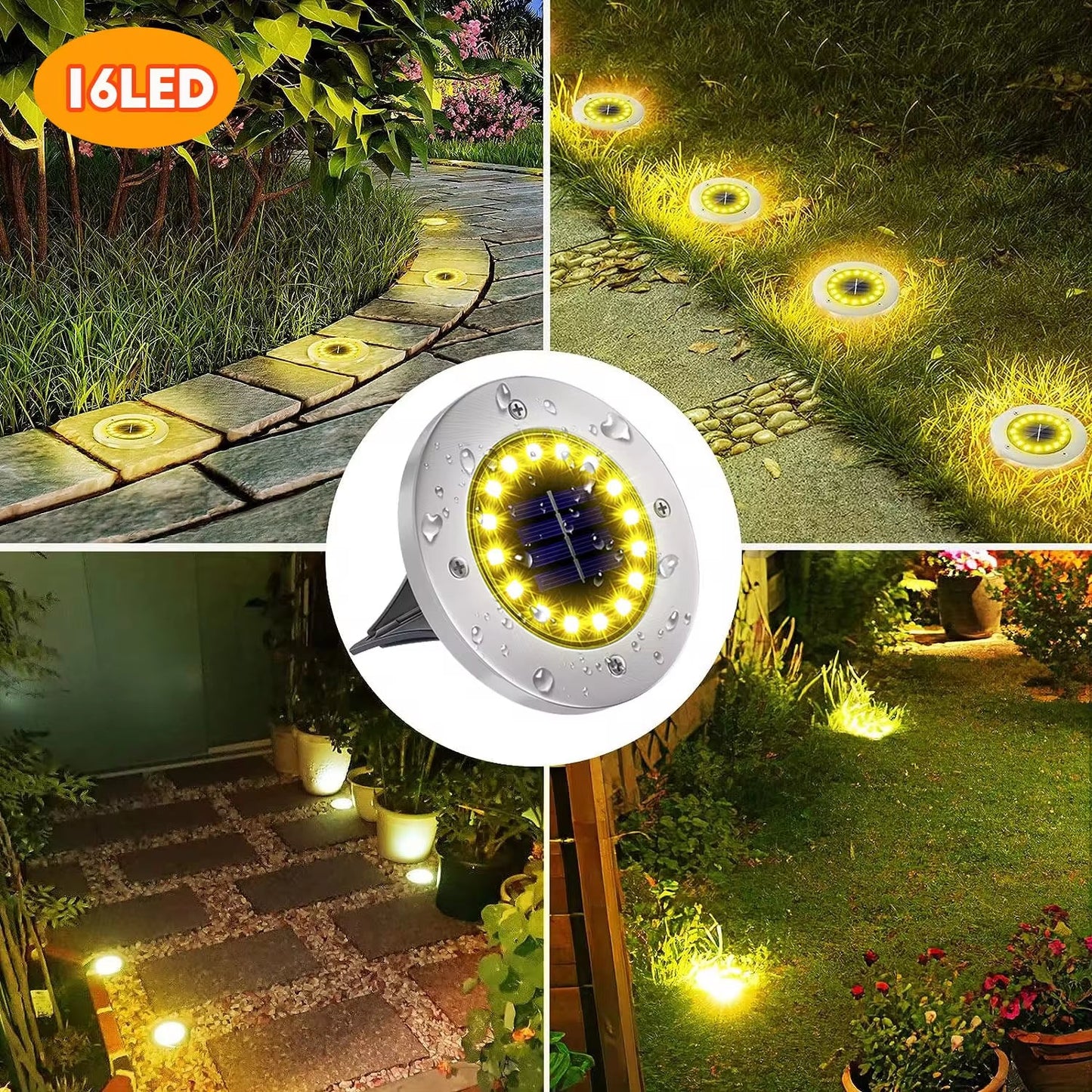 Solar Ground Lights Outdoor Decorations, 12LED Solar Garden Lights Waterproof, Solar Disk Lights for Yard, Pathway, Lawn, Patio - Avero