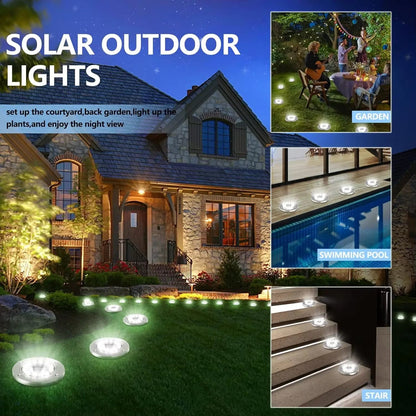 Solar Ground Lights Outdoor Decorations, 12LED Solar Garden Lights Waterproof, Solar Disk Lights for Yard, Pathway, Lawn, Patio - Avero