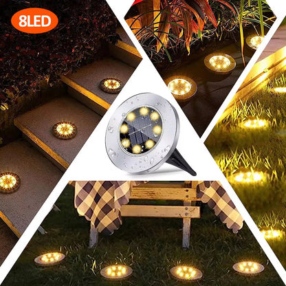 Solar Ground Lights Outdoor Decorations, 12LED Solar Garden Lights Waterproof, Solar Disk Lights for Yard, Pathway, Lawn, Patio - Avero