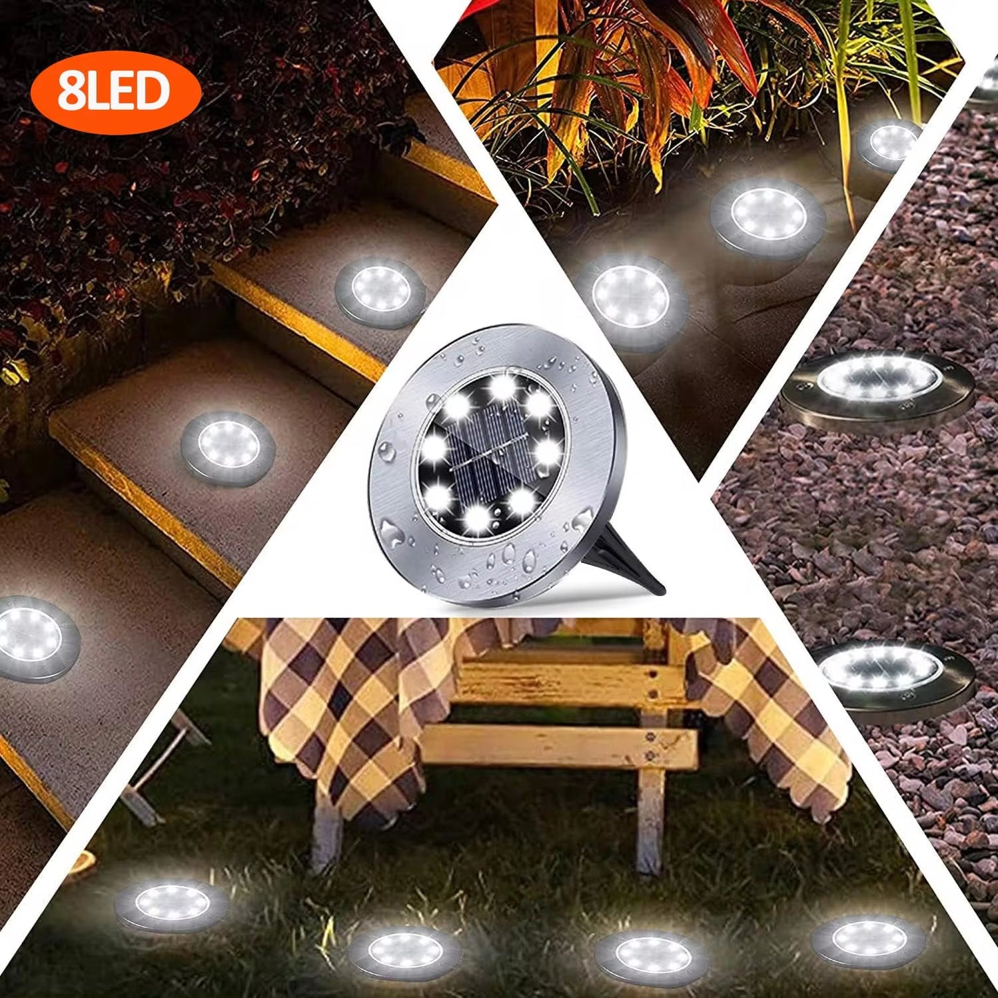 Solar Ground Lights Outdoor Decorations, 12LED Solar Garden Lights Waterproof, Solar Disk Lights for Yard, Pathway, Lawn, Patio - Avero