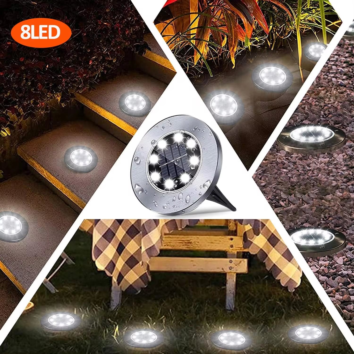 Solar Ground Lights Outdoor Decorations, 12LED Solar Garden Lights Waterproof, Solar Disk Lights for Yard, Pathway, Lawn, Patio - Avero