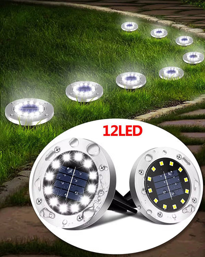 Solar Ground Lights Outdoor Decorations, 12LED Solar Garden Lights Waterproof, Solar Disk Lights for Yard, Pathway, Lawn, Patio - Avero