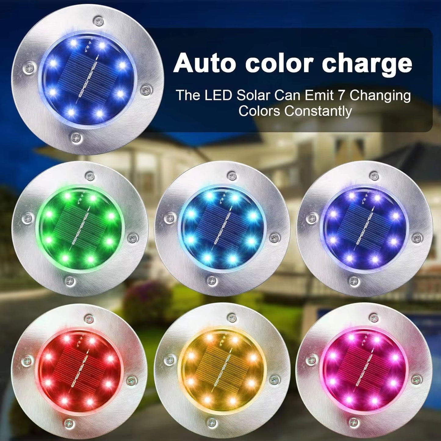Solar Ground Lights Outdoor Decorations, 12LED Solar Garden Lights Waterproof, Solar Disk Lights for Yard, Pathway, Lawn, Patio - Avero