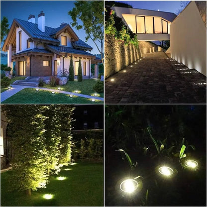 Solar Ground Lights Outdoor Decorations, 12LED Solar Garden Lights Waterproof, Solar Disk Lights for Yard, Pathway, Lawn, Patio - Avero
