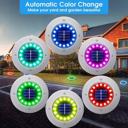 Solar Ground Lights Outdoor Decorations, 12LED Solar Garden Lights Waterproof, Solar Disk Lights for Yard, Pathway, Lawn, Patio - Avero