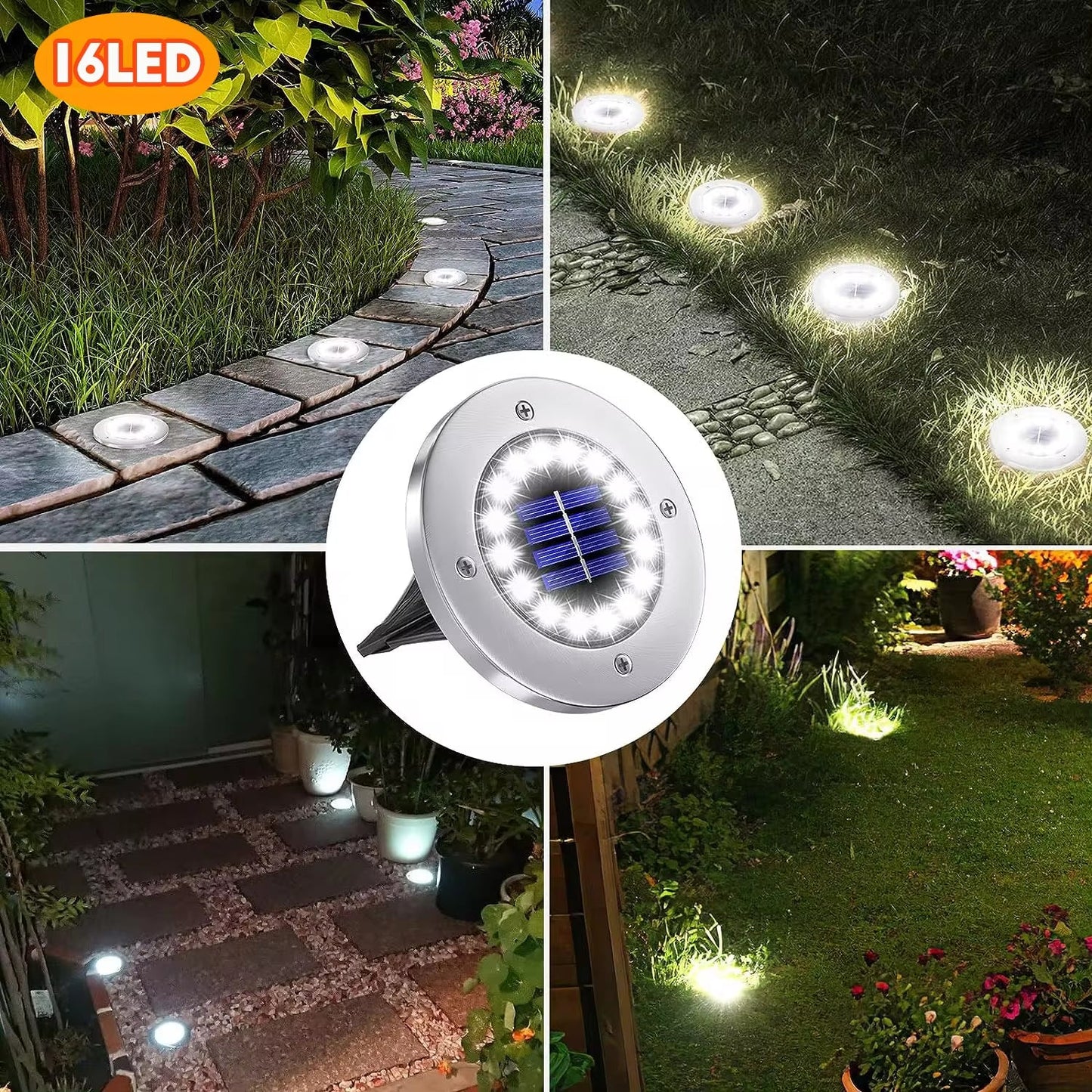 Solar Ground Lights Outdoor Decorations, 12LED Solar Garden Lights Waterproof, Solar Disk Lights for Yard, Pathway, Lawn, Patio - Avero