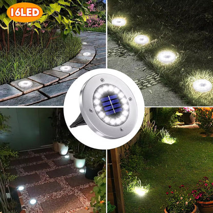 Solar Ground Lights Outdoor Decorations, 12LED Solar Garden Lights Waterproof, Solar Disk Lights for Yard, Pathway, Lawn, Patio - Avero