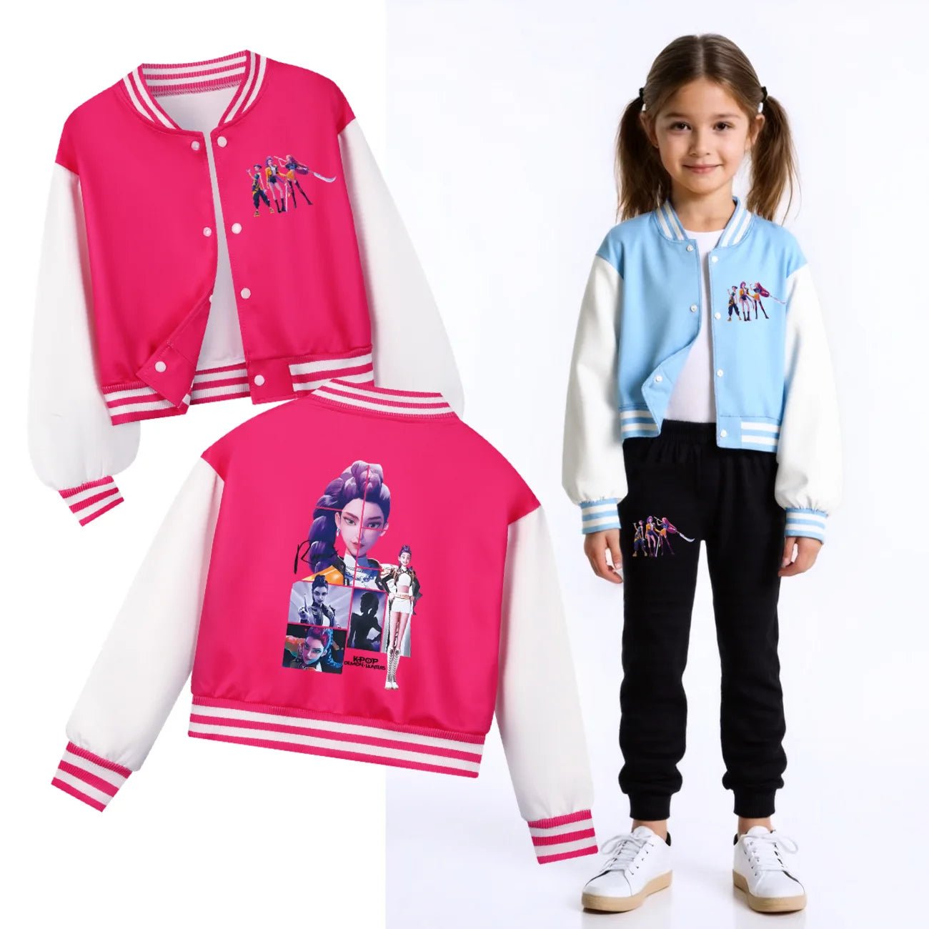 Spring Autumn Girls Baby Casual Hoodies Children CostumeKids KPop Demon Hunters Huntrix Clothes Boys Baseball Uniform - Avero