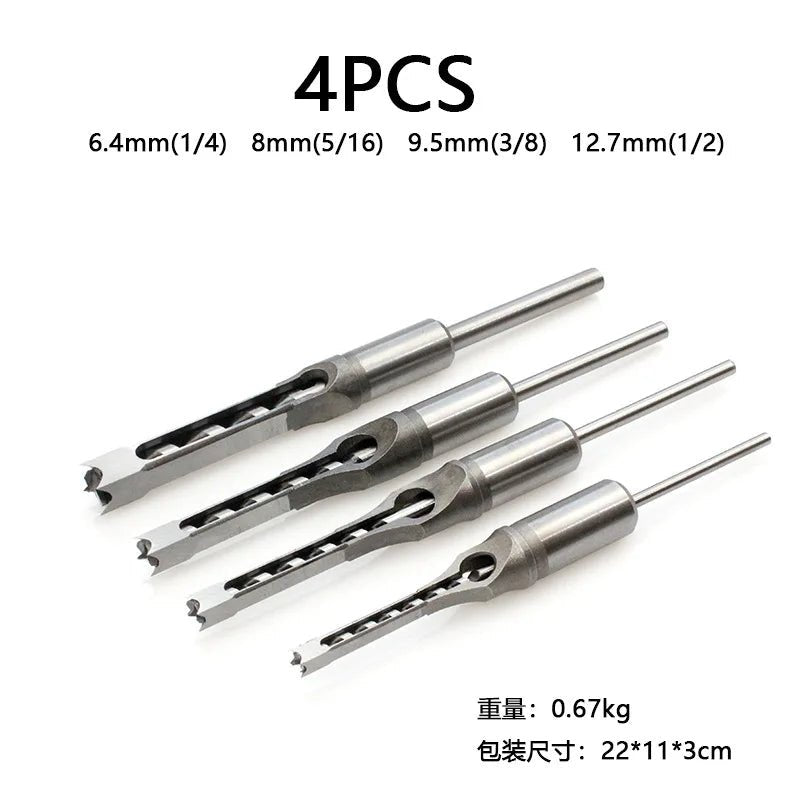 Square Hole Drill Woodworking Drill Tools Auger Mortising Chisel Drill Set DIY Furniture Square Woodworking Drill - Avero